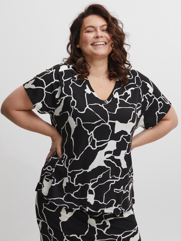 Fransa Bílo-černé dámské vzorované tričko Fransa