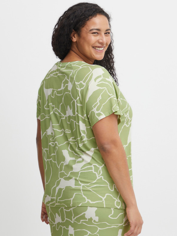 Fransa Bílo-zelené dámské vzorované tričko Fransa