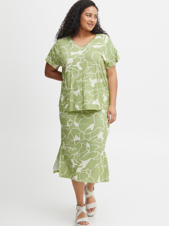 Fransa Bílo-zelené dámské vzorované tričko Fransa