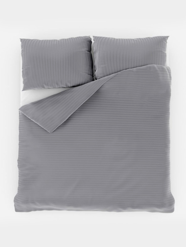 Kvalitex Francouzské saténové povlečení s proužkem 1+2, 220x200, 70x90cm SVĚTLE ŠEDÉ