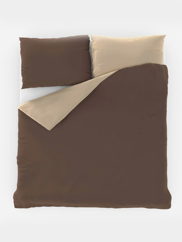 Kvalitex Saténové prodloužené povlečení LUXURY COLLECTION 140x220, 70x90cm tmavě hnědé / béžové